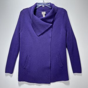 Chicos Womens Cardigan Shawl Sweater Size 0  Purple Two Snap Closure Cowl Neck